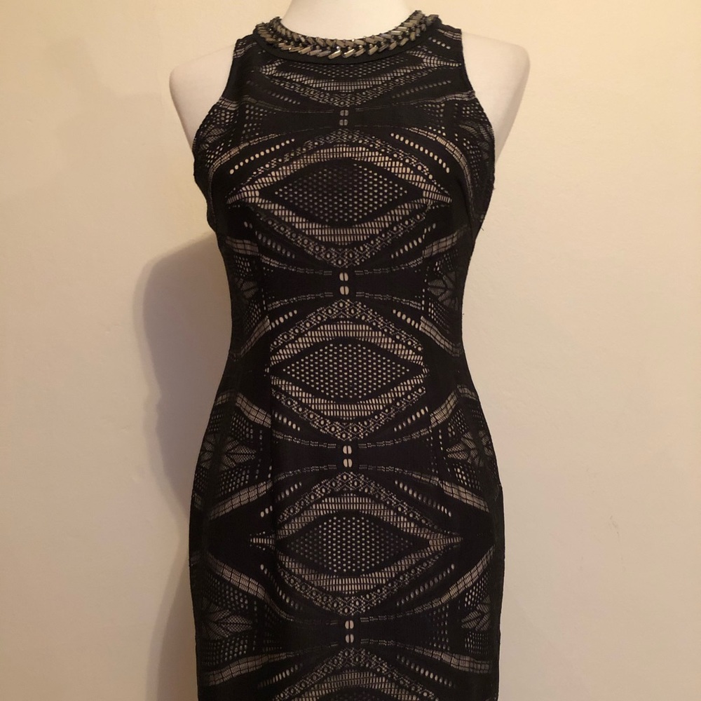 Maggy London Black Jewel Neckline Cocktail Dress - Picture 5 of 12